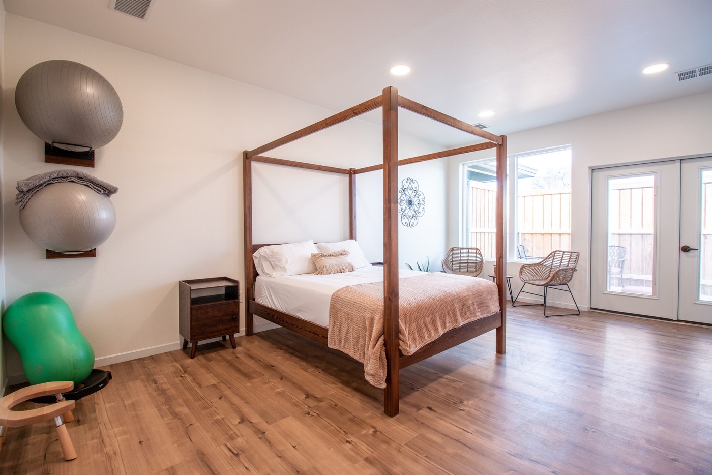 Comfortable birthing suite interior - warm lighting and natural birth environment